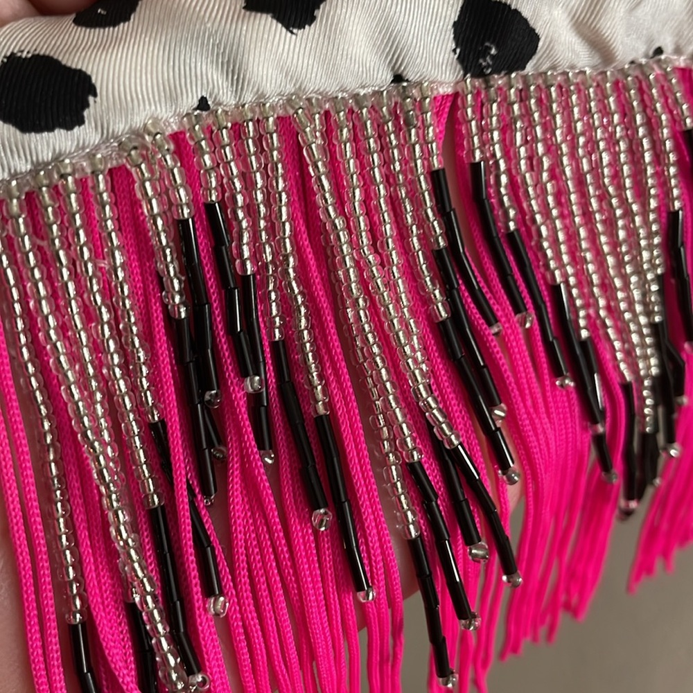PROVA 100% Silk Scarf with bead fringes - Picture 4 of 7